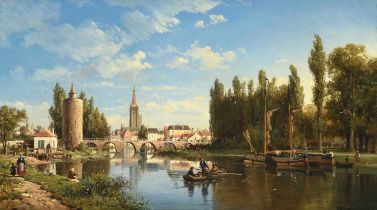Charles Euphrasie Kuwasseg (1838-1904) French"Bruges"Signed and dated 1873, oil on canvas, 54cm by