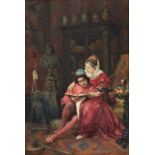 Rinaldo Werner (1842-1922) GermanCourting couple in a luxurious interiorSigned, inscribed "Rome" and