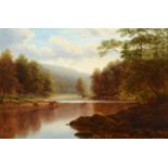 William Mellor (1851-1931) "On the Wharfe, Bolton Woods"Signed, inscribed verso, oil on canvas, 50cm