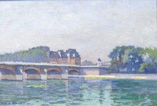 Ernest Renoux (1863-1932) French"Le Pont Neuf et la statue d'Henri IV"Signed and numbered 243,