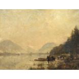 Herbert Royle (1870-1958)"Hauling Timber, Loweswater, Cumberland" Signed, inscribed verso, oil on