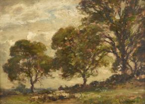Owen Bowen ROI, PRCam A (1873-1967) "Jewitt Lane, Collingham" Signed, oil on canvas, 26.5cm by
