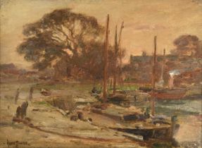Owen Bowen ROI, PRCam A (1873-1967) "Blakeney Harbour" Signed, oil on canvas, 27cm by 37cm