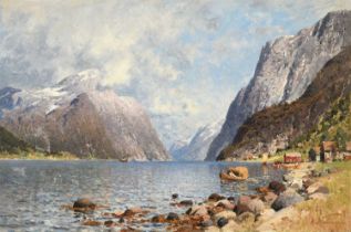 Adelsteen Normann (1848-1918) NorwegianA Norwegian FjordSigned, oil on canvas, 62.5cm by