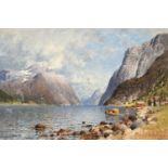 Adelsteen Normann (1848-1918) NorwegianA Norwegian FjordSigned, oil on canvas, 62.5cm by