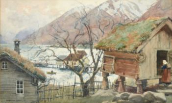 Alfred Heaton Cooper RI (1864-1929)"An Old Shorehouse, Balholm, Norway"Signed and dated 1905,