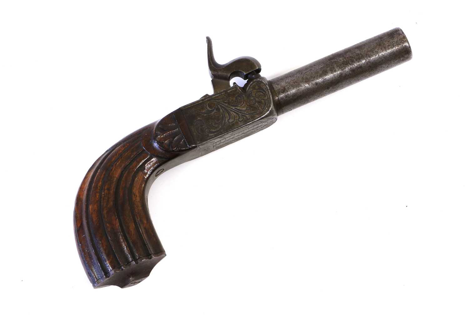 A 19th Century Continental Percussion Pocket Pistol, the 6.5cm turn-off round steel barrel stamped - Image 7 of 8