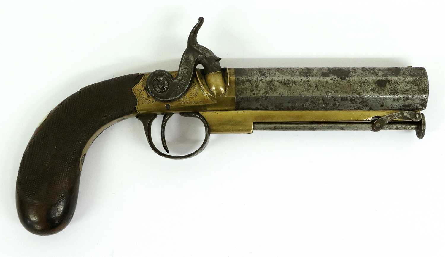 A 19th Century 14 Bore Percussion "Man-Stopper" Pistol, the 10cm octagonal steel barrel with