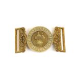 A Victorian Officer's Waist Belt Clasp to the East Lancashire Regiment, 1881-1902, in gilt brass, of