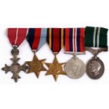 A Second World War Royal Auxilliary Air Force Group of Five Medals, awarded to SQN.LDR. A.(