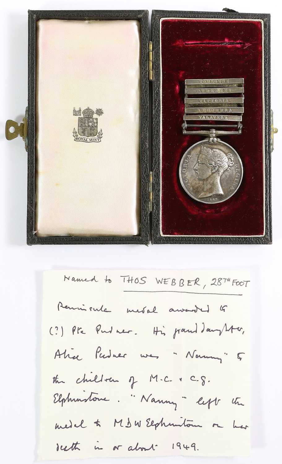 A Military General Service Medal, awarded to THOS. WEBBER, 28TH FOOT, with five clasps TALAVERA, - Image 9 of 9