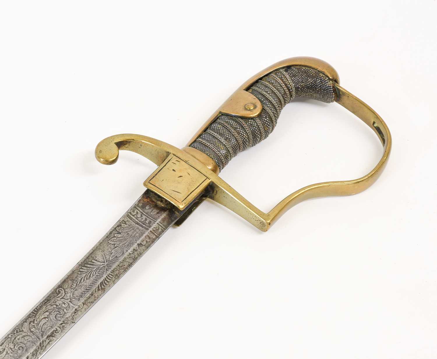 A 19th Century Continental Infantry Officer's Sword, the 80.5cm single edge curved steel blade - Image 2 of 2