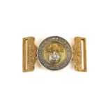 A Victorian Officer's Waist Belt Clasp to the Royal Irish Fusiliers, of two piece gilt brass