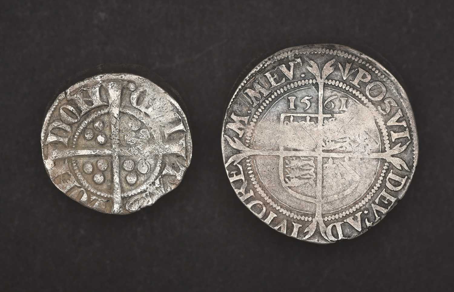 2 x English Silver Hammered Coins, comprising: Elizabeth I, sixpence 1561, third and fourth - Image 2 of 2