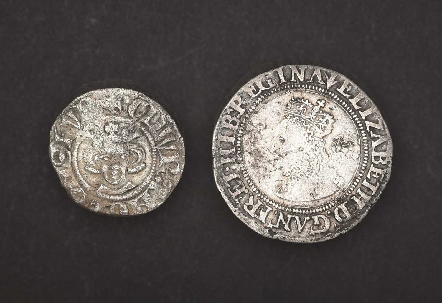 2 x English Silver Hammered Coins, comprising: Elizabeth I, sixpence 1561, third and fourth