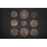 Mixed Bronze Coins and Tokens, British and foreign, comprising: James II, Ireland halfpenny 1686 (