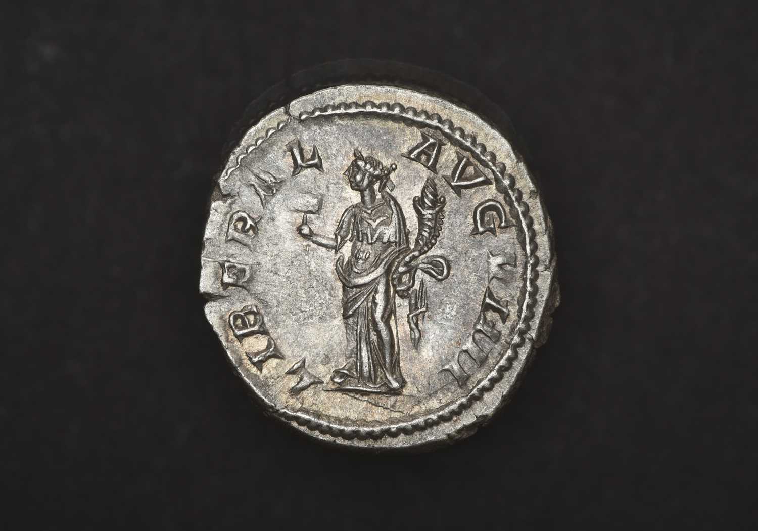 Roman, Caracalla Denarius, (19mm, 3.22 g, 11h), Rome mint, struck AD 214, obv. laureate and - Image 2 of 2