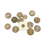 Assortment of English Silver Coinage, to include: Charles II, threepence 1679 (S.3386); George
