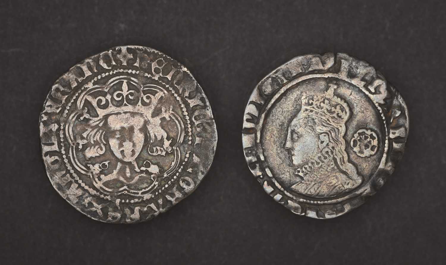 Henry VI, Groat, (27mm, 3.63g) first reign, annulet issue (1422-1430) Calais Mint, obv. crowned