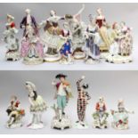A Collection of Continental Porcelain Figures, 19th century and later, mainly Sitzendorf and