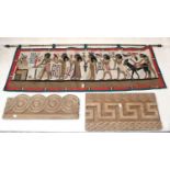 An Egyptian Wall Hanging; together with two fruitwood printing plaques (3)