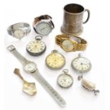 A Silver Pocket Watch, an Edox wristwatch, a Novelty sweet wrapper box stamped 925, lady's fob watch