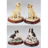 Border Fine Arts Dog Models including 'Labrador '(Yellow), model No. MT01a and MT02a, with two liver