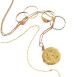 A Small Quantity of Jewellery, including a locket on chain; a chain stamped '375' (a.f.); two 9