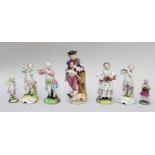 A Collection of Meissen figures, including various male and female musicians, (a.f.)