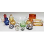 An Orefors Opaline Glass Bowl, together with other studio glass, Bohemian glass, and paperweights (
