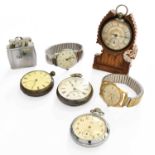 Three Silver Pocket Watches, Smiths Empire Nickel Plated Pocket Watch, Pocket Watch Holder, Two