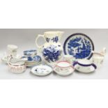 A Collection of Mainly 18th century English Porcelain, including Christians Liverpool saucer,