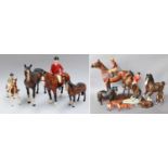 Beswick Horses, including: Connoisseur model 'Red Rum- Brian Fletcher Up', on wooden plinth, Rearing