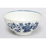 An Worcester Porcelain Waste Bowl, circa 1775, printed in underglaze blue with 'the Three Flowers'