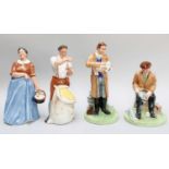 Four Royal Doulton Figures, Farmer and Farmers Wife HN3195, HN3164, and Fisherman and Country Vet