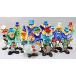 Thirteen Various Murano Glass Clowns One accordian player with internal cracks to the bow tie. One