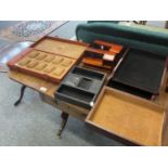 A Quantity of Leather and Faux Leather Desktop Filing Trays, including a wristwatch case