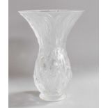 A Modern Lalique Frosted Glass Vase (damaged)Large chip and associated crack to the rim.