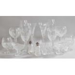 A Quantity of Assorted Drinking Glasses, including Waterford, wines, hock glasses, brandy