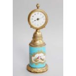A Sevres Style Porcelain Gilt Metal Pedestal Timepiece, 19th century, 23cm h