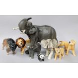Beswick Wild African Wild Animals, comprising: Lion family and Elephants; together with a Beswick