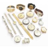 A Selection of Lady's Fob Watches, Tissot 1970's Wristwatch, Rotary Moon Phase Quartz Wristwatch,