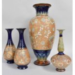 A Large Royal Doulton Slater Ware Vase, 44cm, together with a smaller pair of bottle form vases,