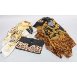 Large Salvatore Ferragamo leopard print silk scarf, Salvatore Ferragamo cream silk ground silk scarf