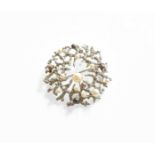 A Cultured Pearl Brooch, with applied plaque stamped '750', measures 4.0cm diameterGross weight 10.0