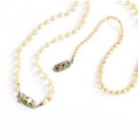 A Cultured Pearl Necklace, by Mikimoto, length 49cm; and Another Cultured Pearl Necklace, length
