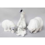 Royal Copenhagen: Polar Bear Models, including shape no. 4735, 509, 1137 and 1107