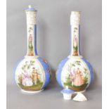 A Pair of Dresden Bottle Vases and Covers, 20th century, Helena WolfsohnWith damage to both covers