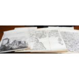 Topographical Prints after Walker, including, Middleham, Ripon, York, (unframed) (12)