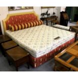 6ft Bedstead, with crimson and gold fabric Subject to Import Duty